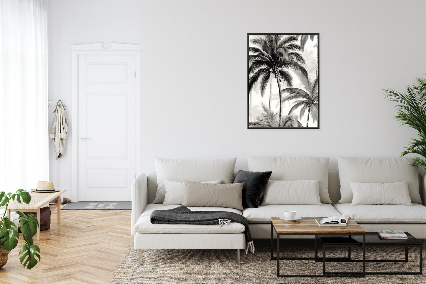 Poster Palmen Mit Früchten Rahmen Holz Mit Passepartout Farbe Natürlich