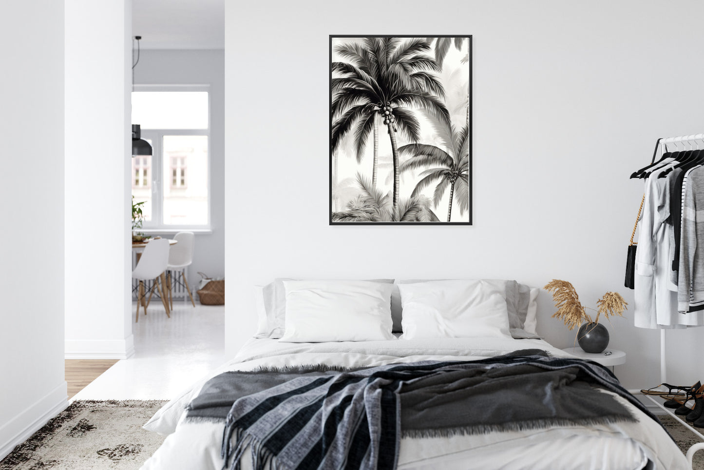 Poster Palmen Mit Früchten Rahmen Holz Mit Passepartout Farbe Natürlich