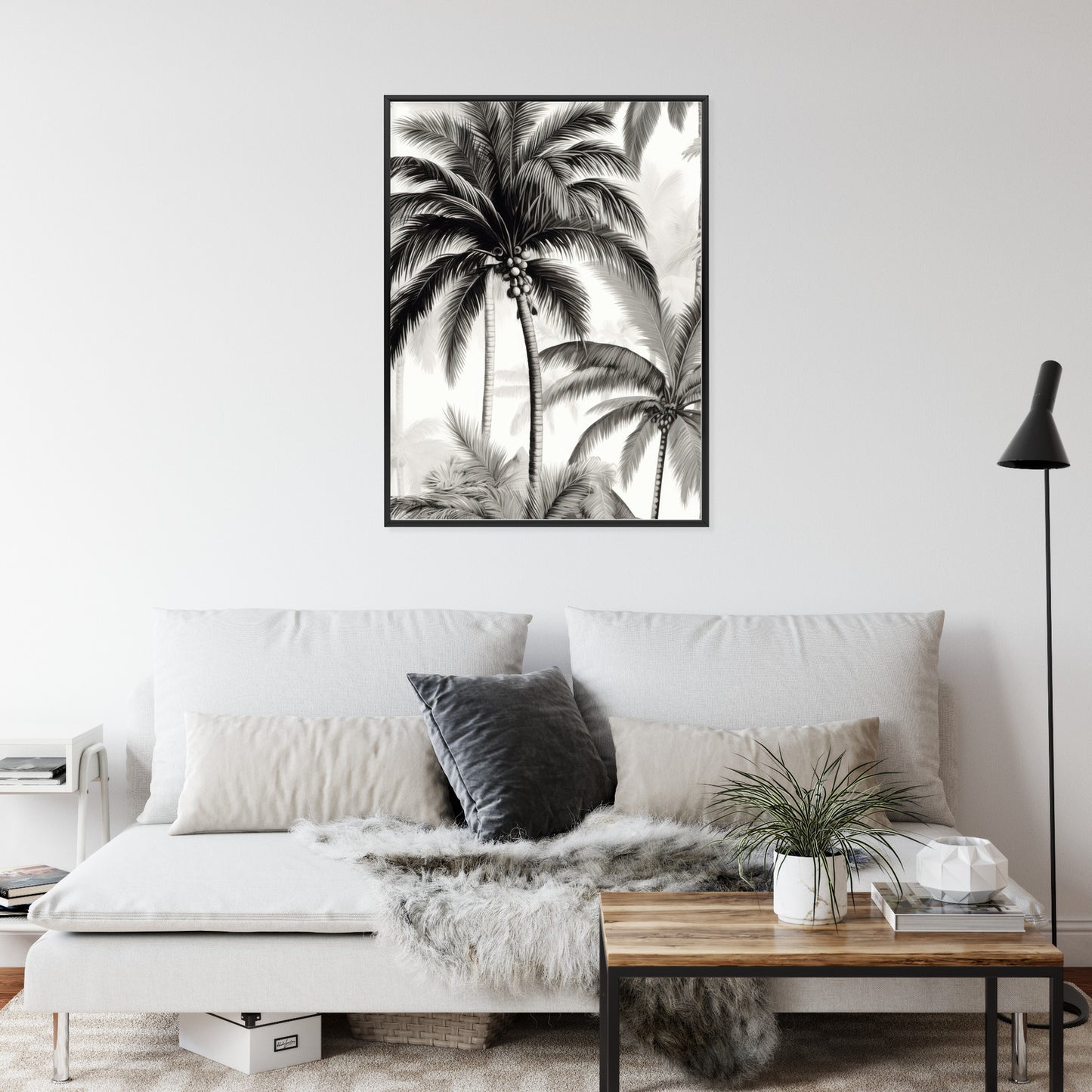 Poster Palmen Mit Früchten Rahmen Holz Mit Passepartout Farbe Natürlich