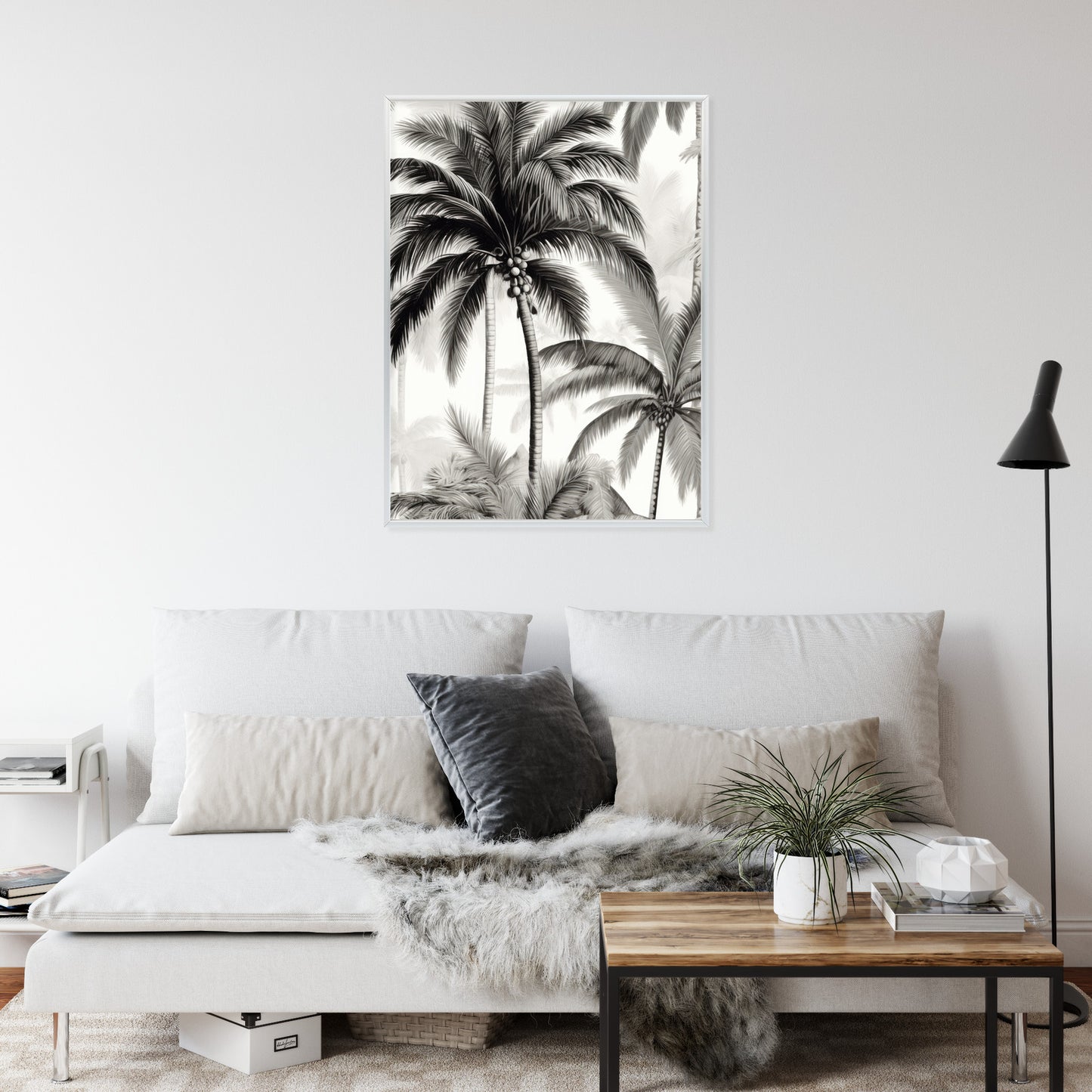 Poster Palmen Mit Früchten Rahmen Holz Mit Passepartout Farbe Natürlich