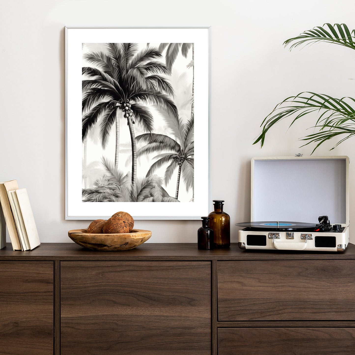 Poster Palmen Mit Früchten Rahmen Holz Mit Passepartout Farbe Natürlich