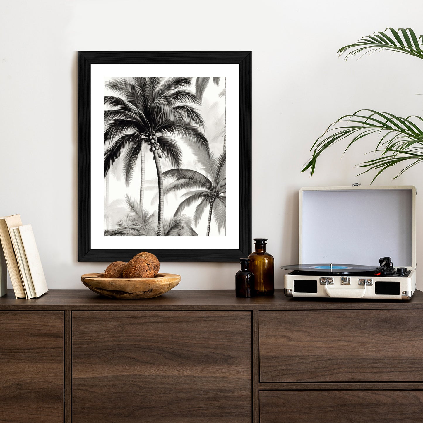 Poster Palmen Mit Früchten Rahmen Holz Mit Passepartout Farbe Natürlich