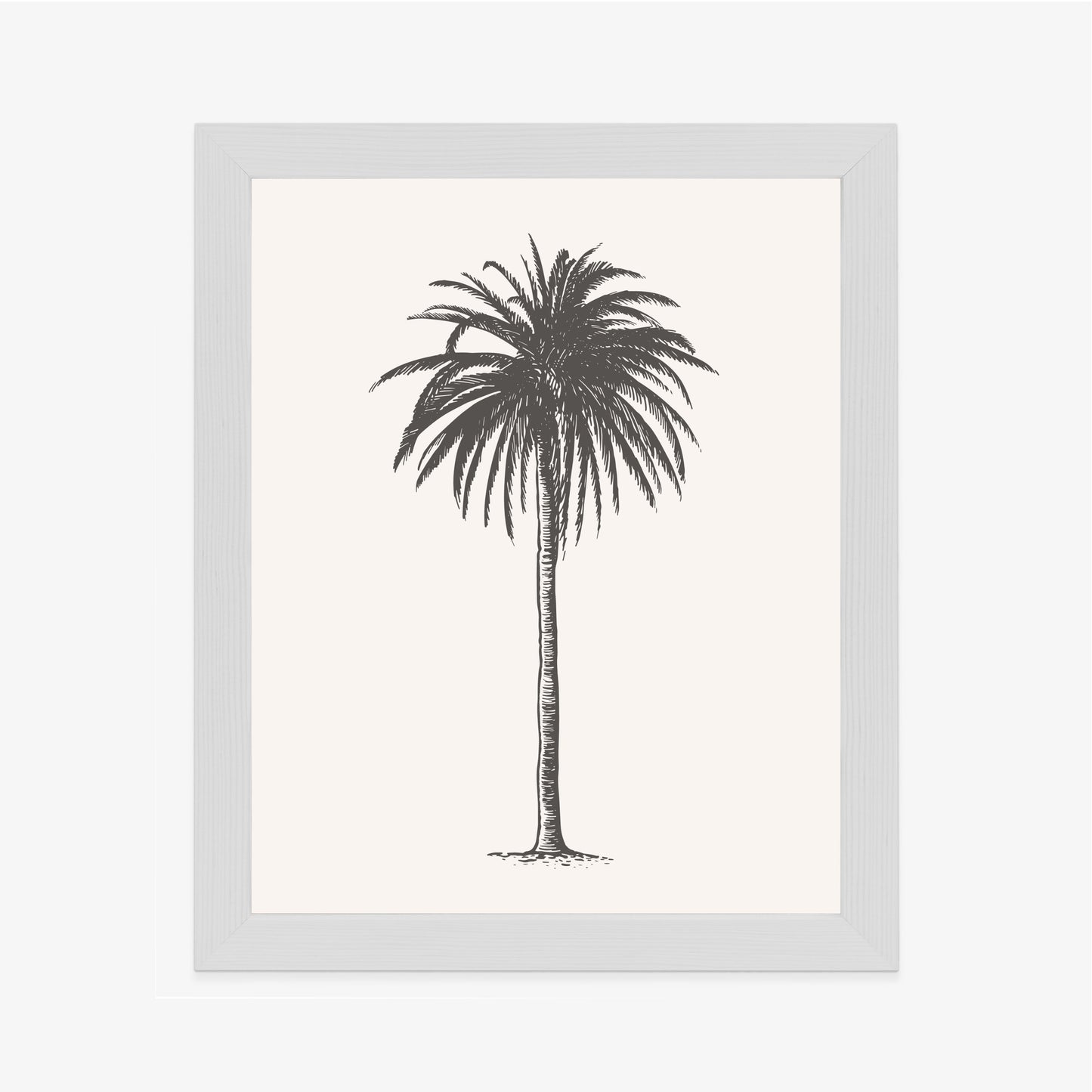 Poster Graue Vintage-Palmenillustration Rahmen Holz Mit Passepartout Farbe Natürlich