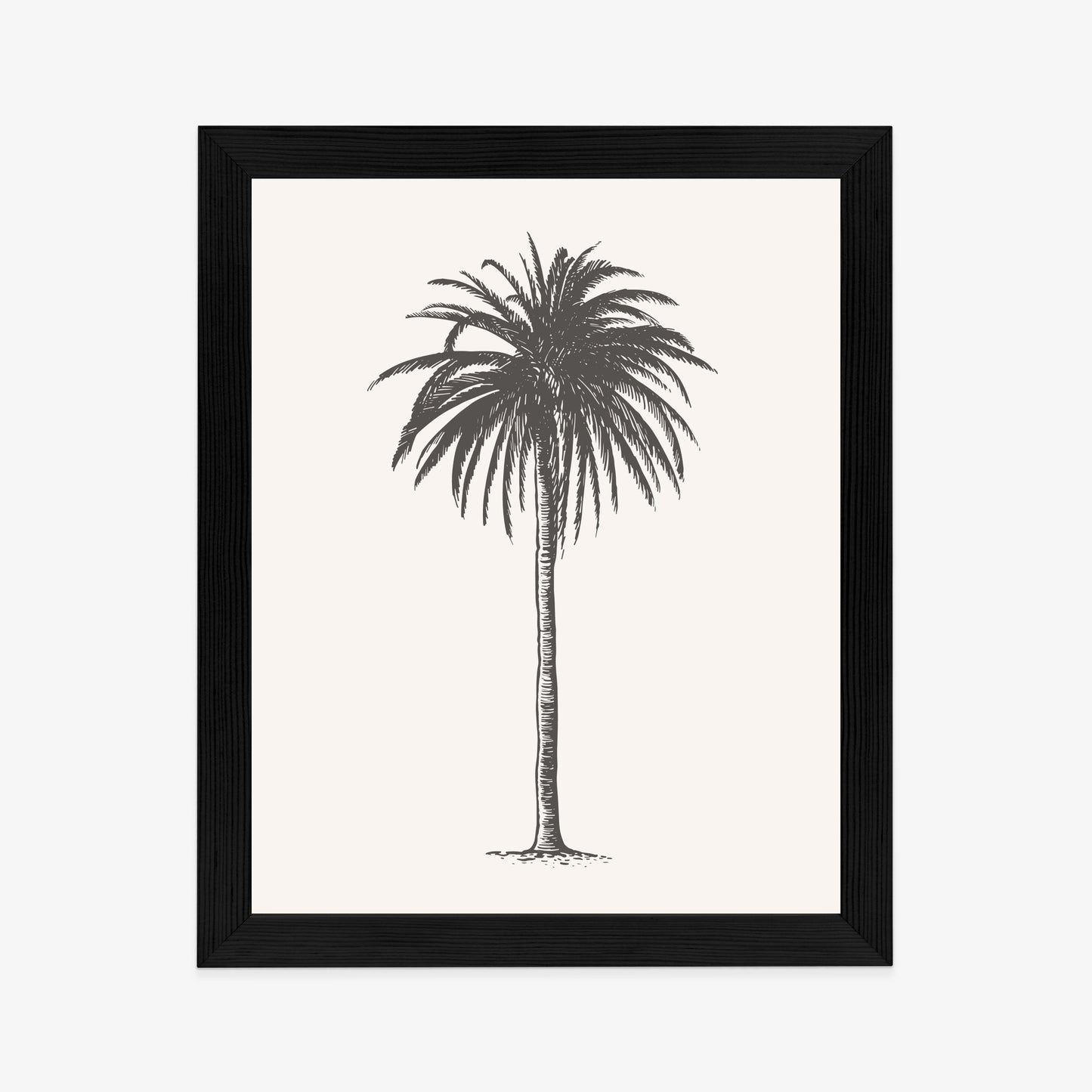 Poster Graue Vintage-Palmenillustration Rahmen Holz Mit Passepartout Farbe Natürlich