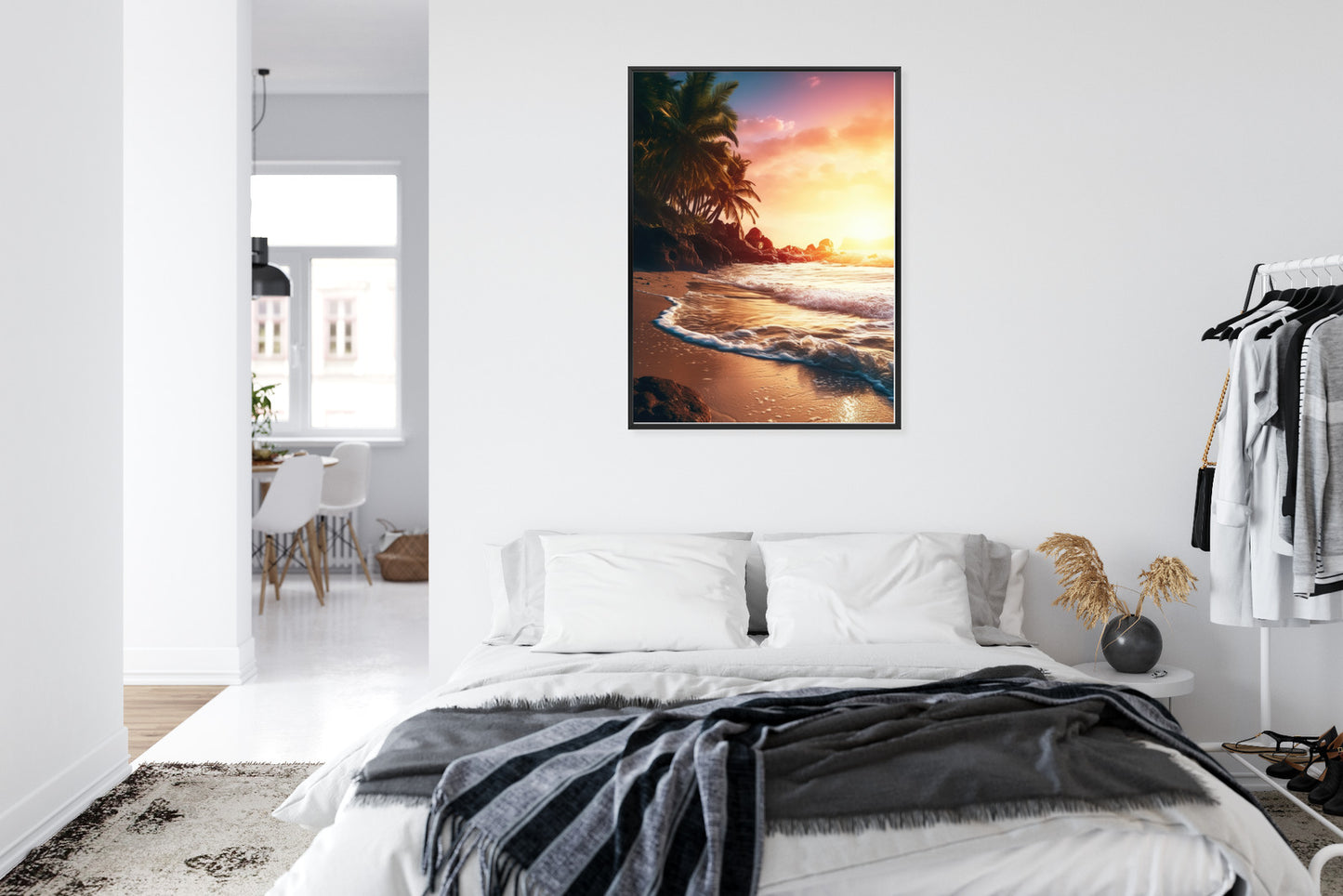 Poster Meeresstrand Und Palmen Rahmen Holz Mit Passepartout Farbe Natürlich