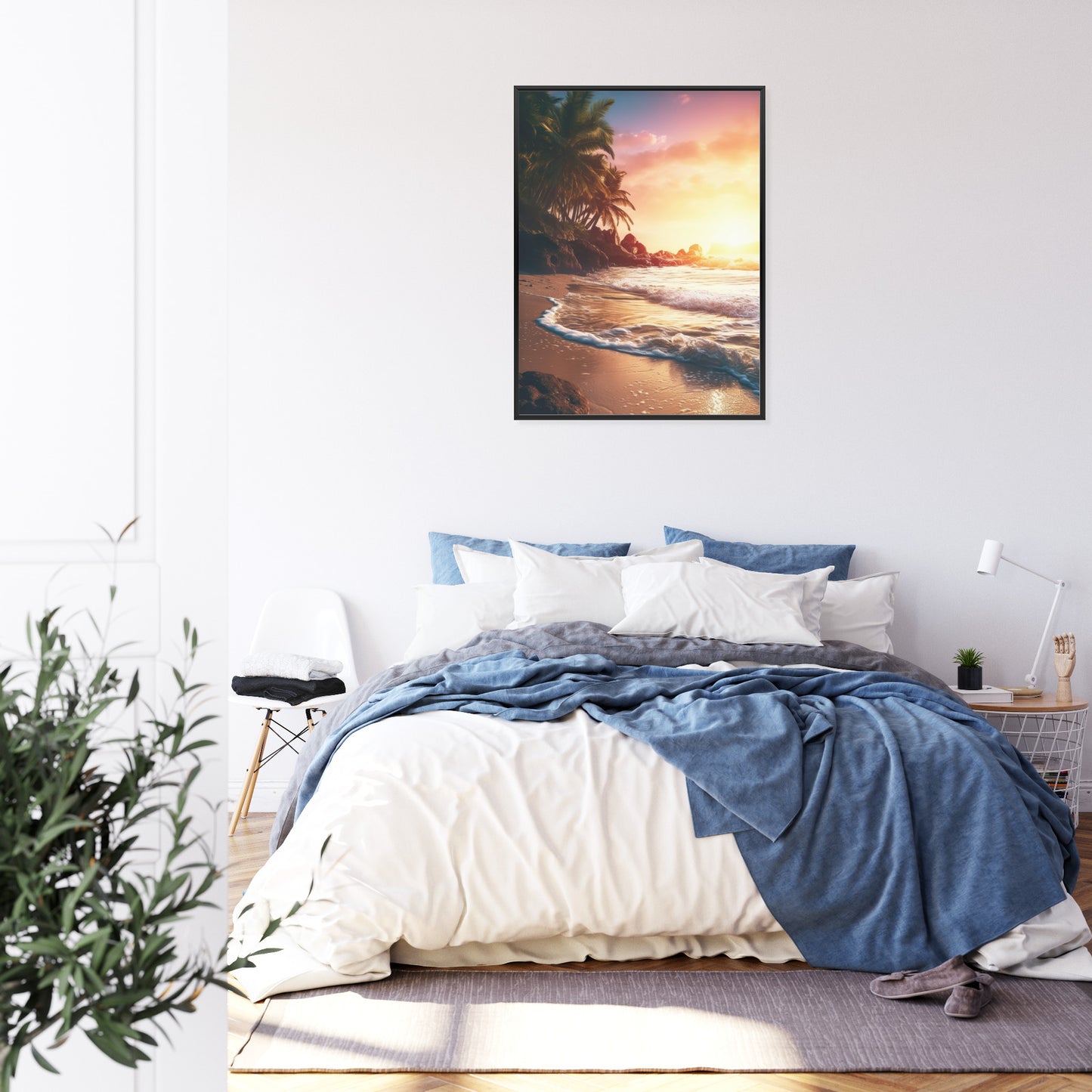 Poster Meeresstrand Und Palmen Rahmen Holz Mit Passepartout Farbe Natürlich