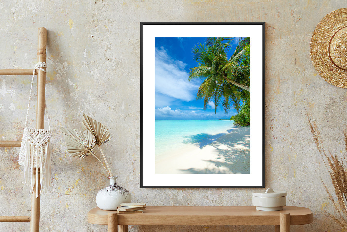 Poster Tropische Malediveninsel Mit Weißem Sandstrand Und Meer