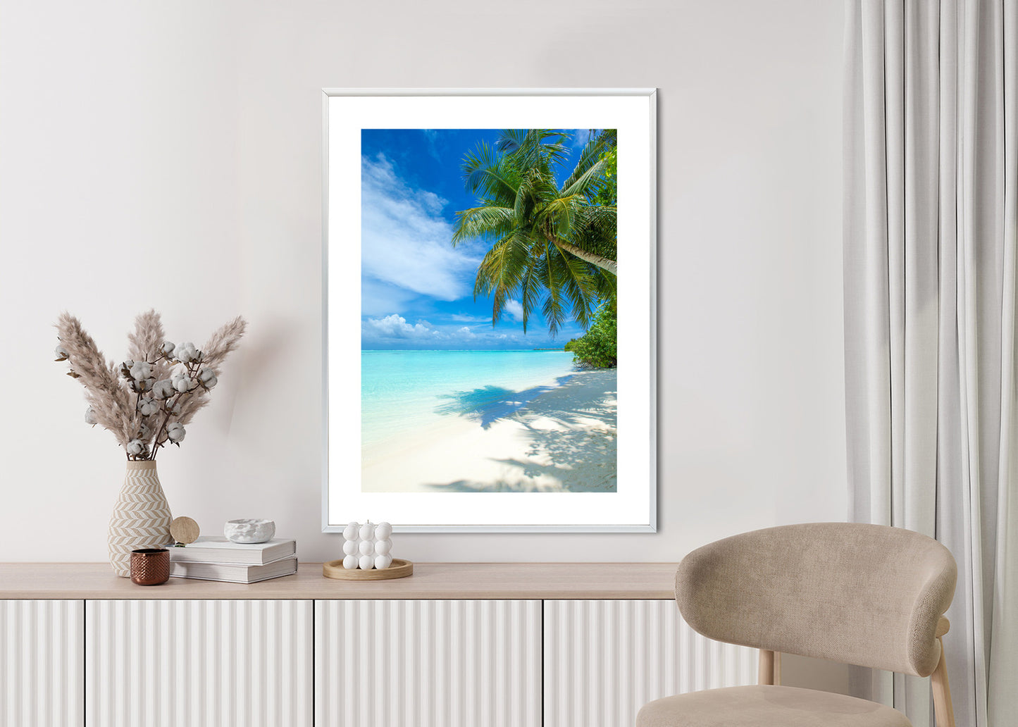 Poster Tropische Malediveninsel Mit Weißem Sandstrand Und Meer