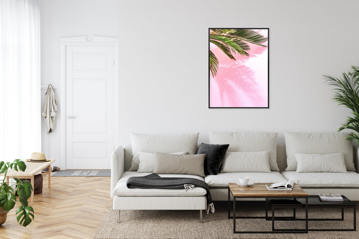 Poster Sommerpalme Vor Einer Rosa Wand