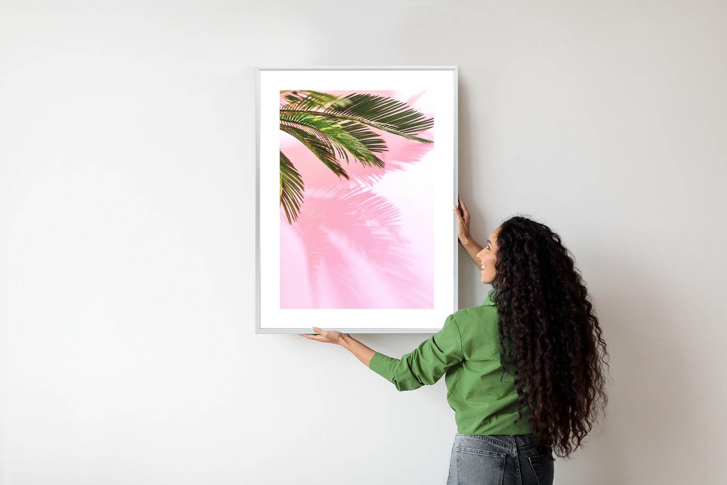 Poster Sommerpalme Vor Einer Rosa Wand