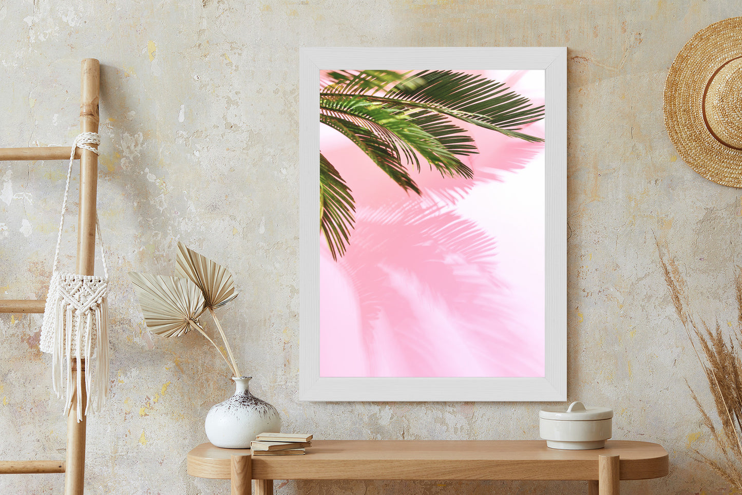 Poster Sommerpalme Vor Einer Rosa Wand