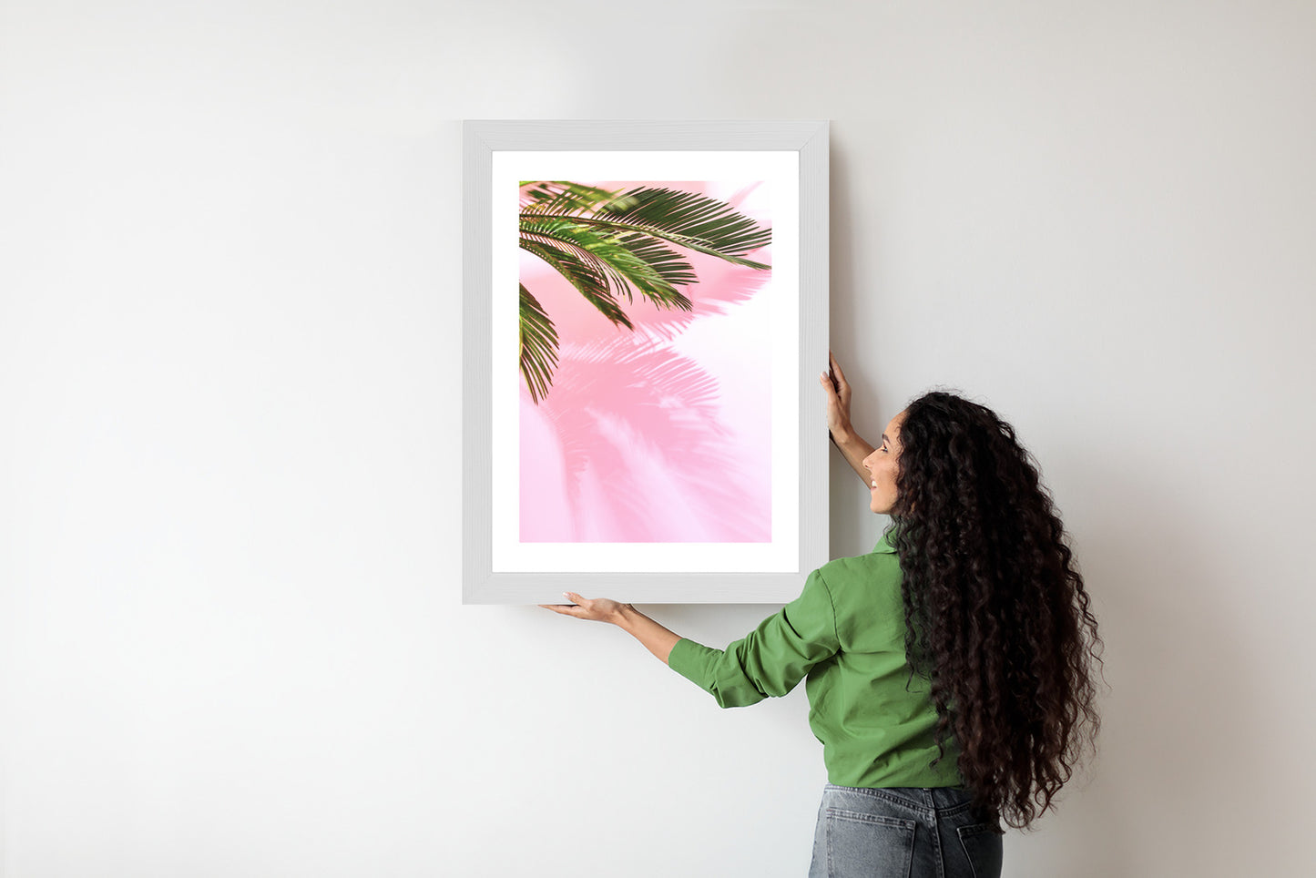 Poster Sommerpalme Vor Einer Rosa Wand