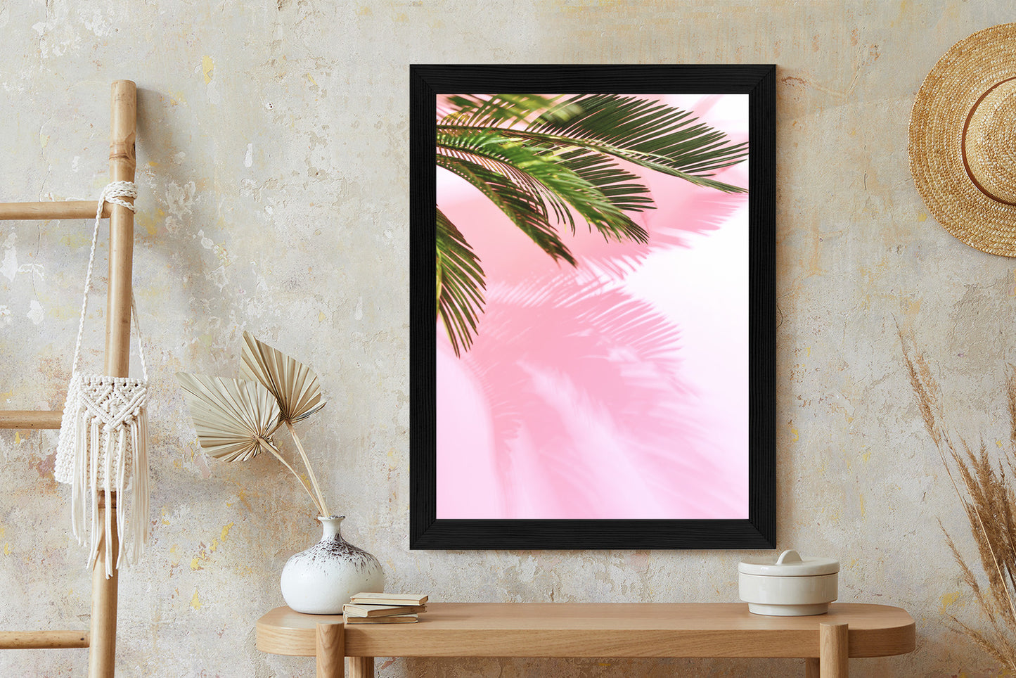Poster Sommerpalme Vor Einer Rosa Wand