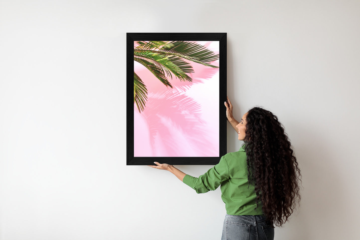 Poster Sommerpalme Vor Einer Rosa Wand