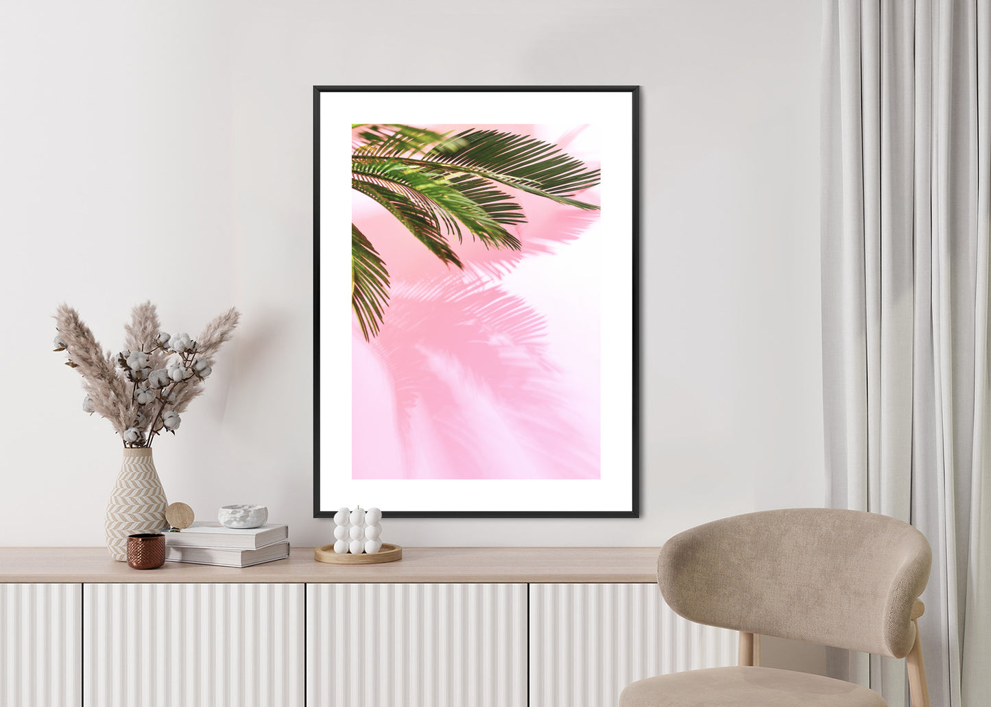 Poster Sommerpalme Vor Einer Rosa Wand