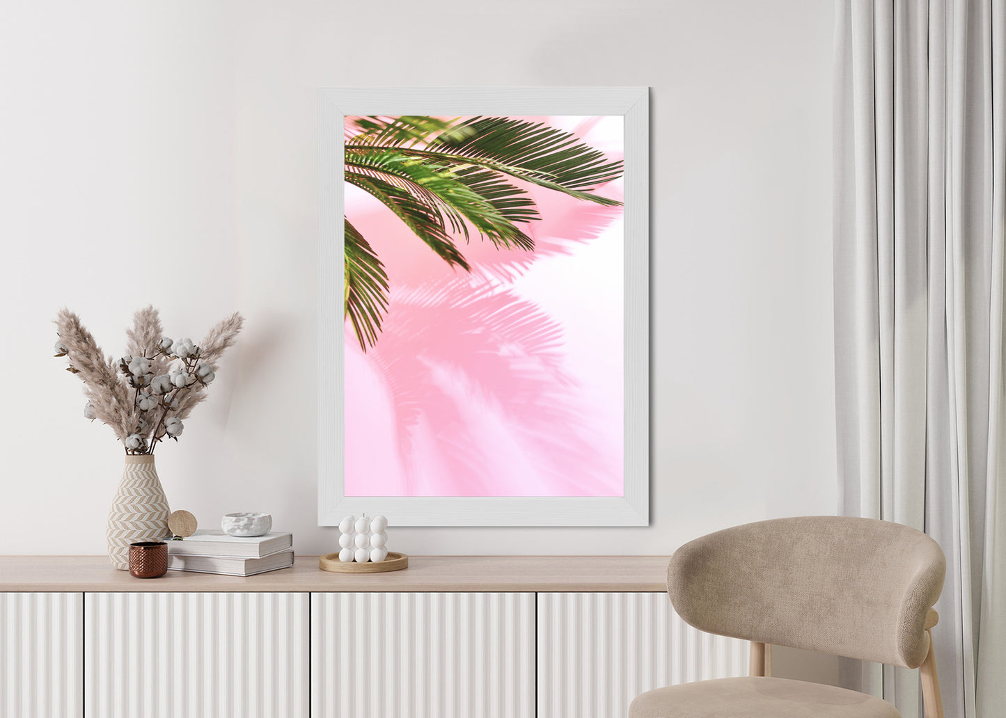 Poster Sommerpalme Vor Einer Rosa Wand