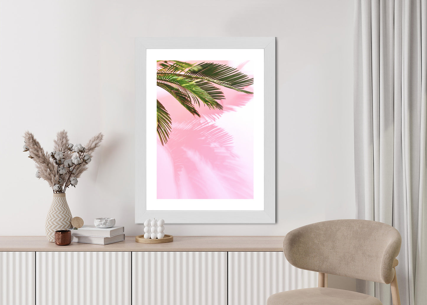 Poster Sommerpalme Vor Einer Rosa Wand