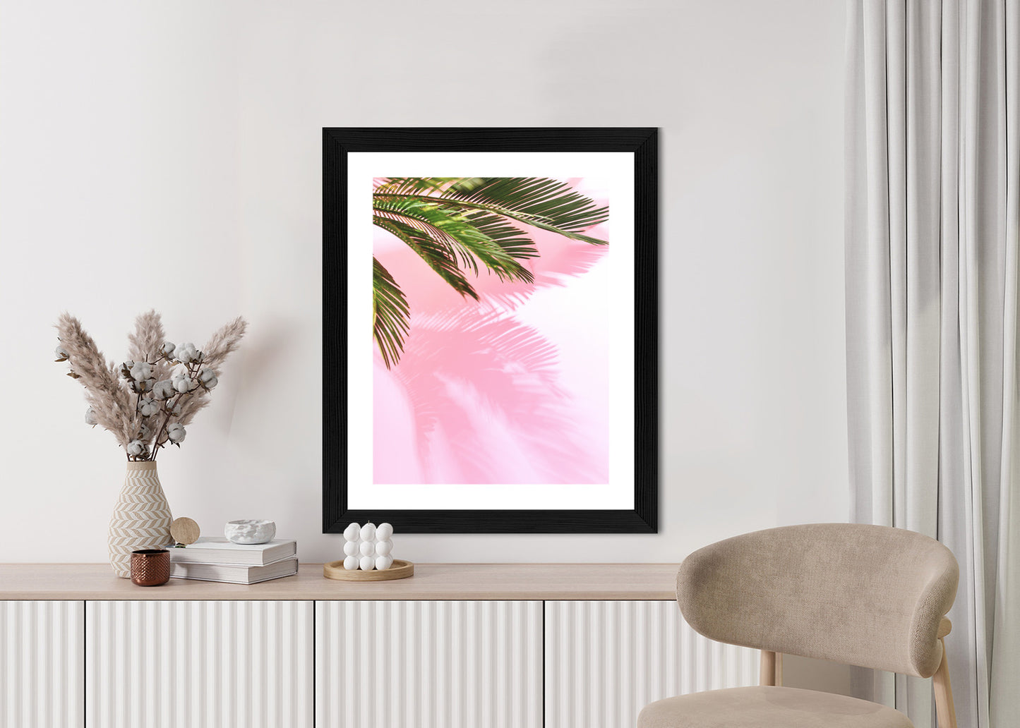 Poster Sommerpalme Vor Einer Rosa Wand
