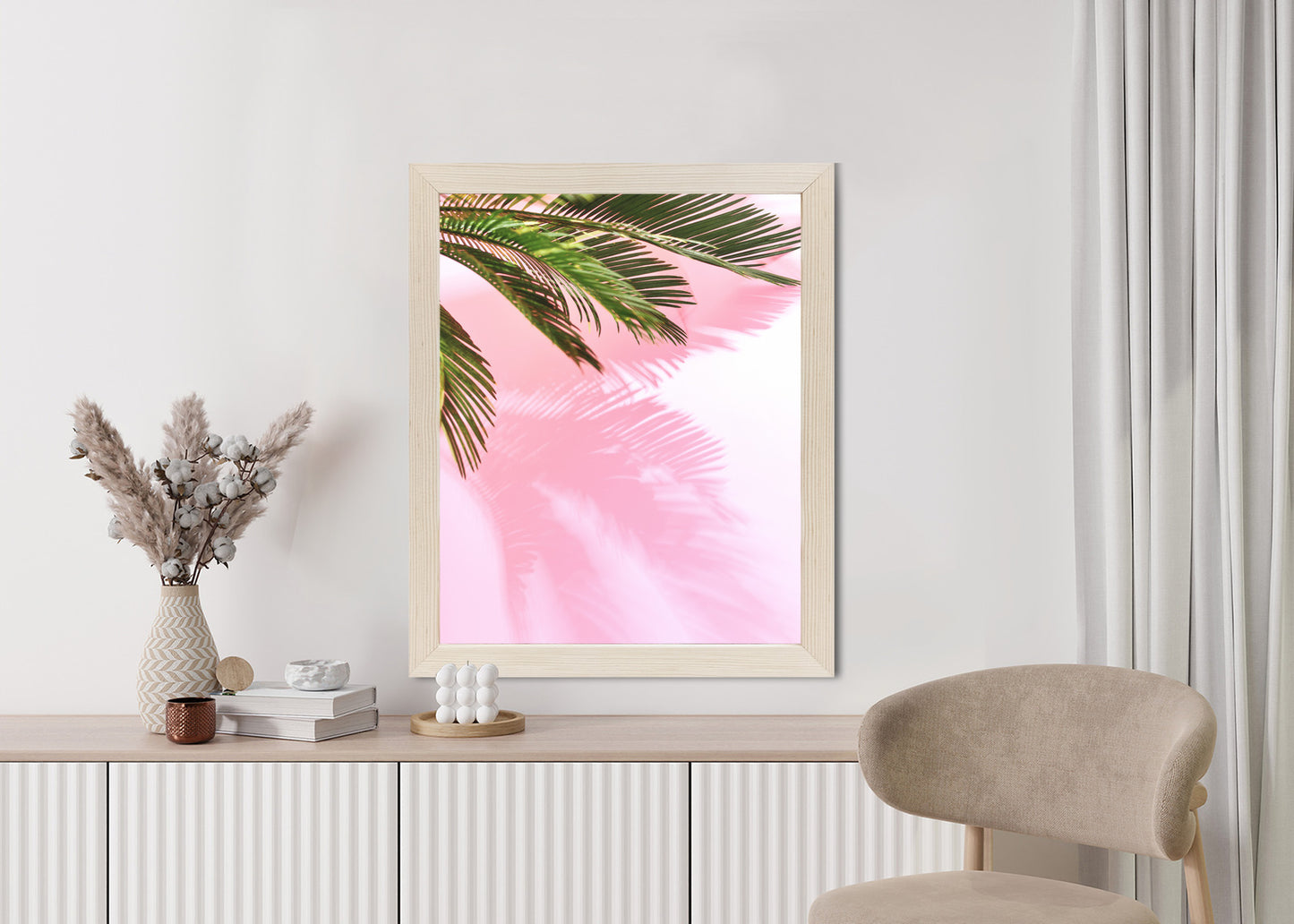 Poster Sommerpalme Vor Einer Rosa Wand