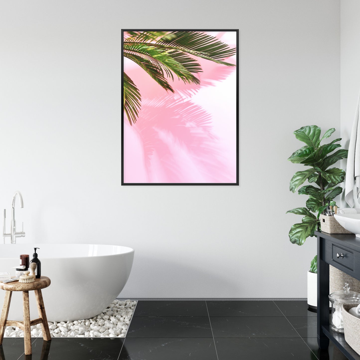 Poster Sommerpalme Vor Einer Rosa Wand