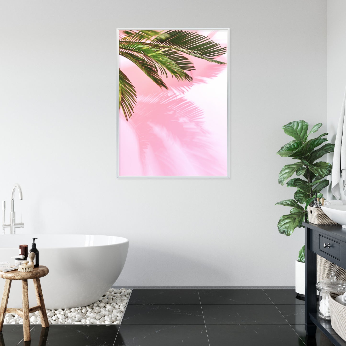 Poster Sommerpalme Vor Einer Rosa Wand