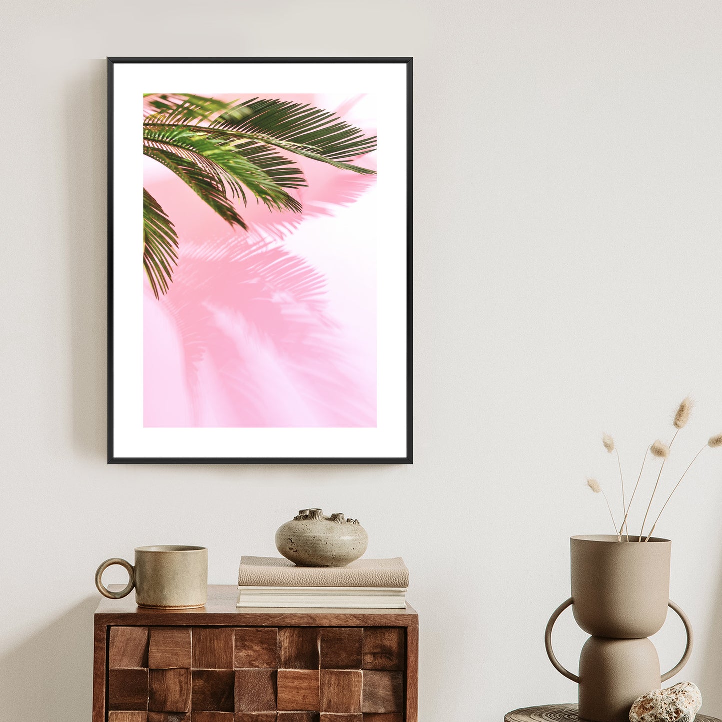 Poster Sommerpalme Vor Einer Rosa Wand