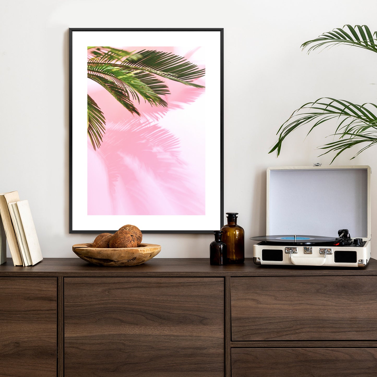 Poster Sommerpalme Vor Einer Rosa Wand