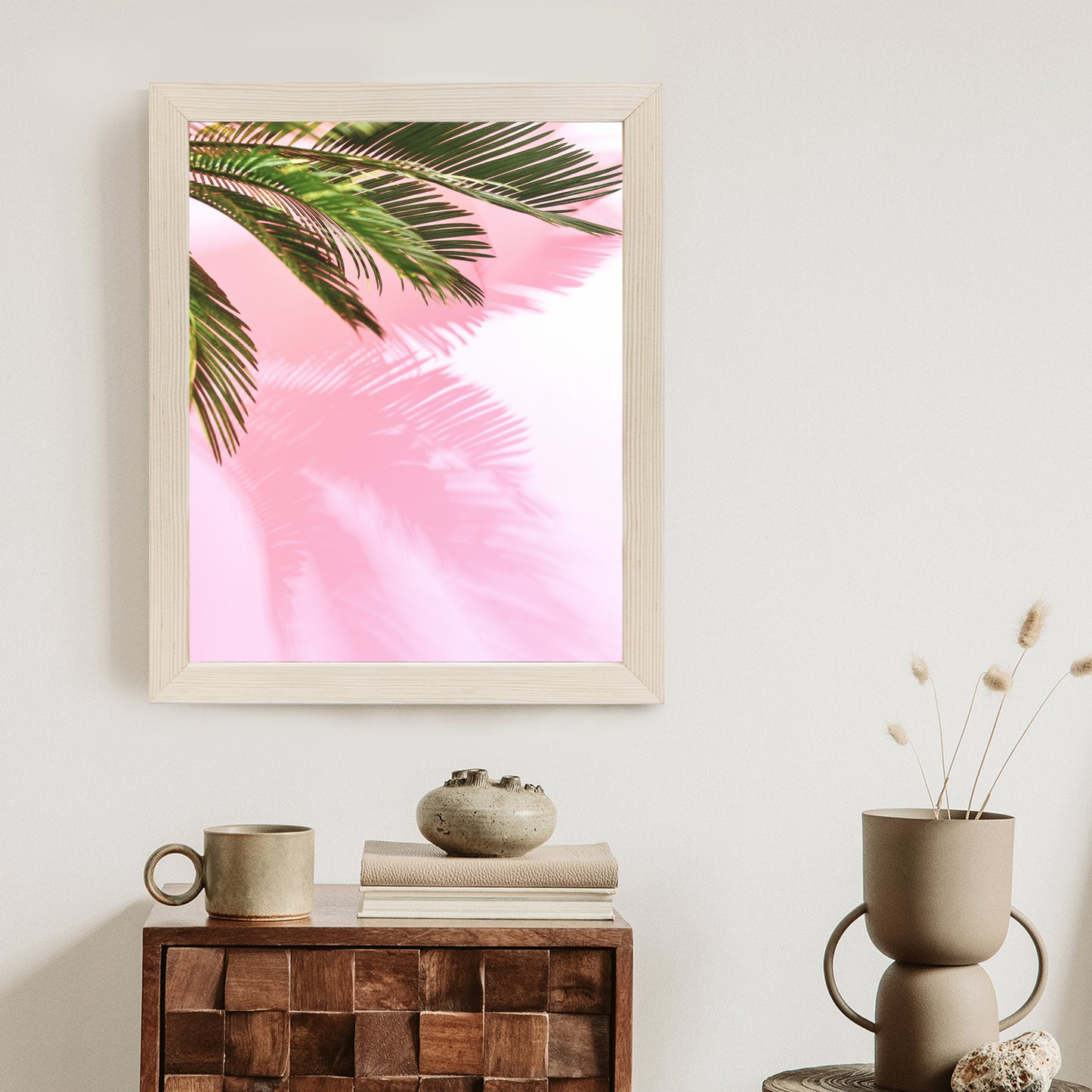 Poster Sommerpalme Vor Einer Rosa Wand