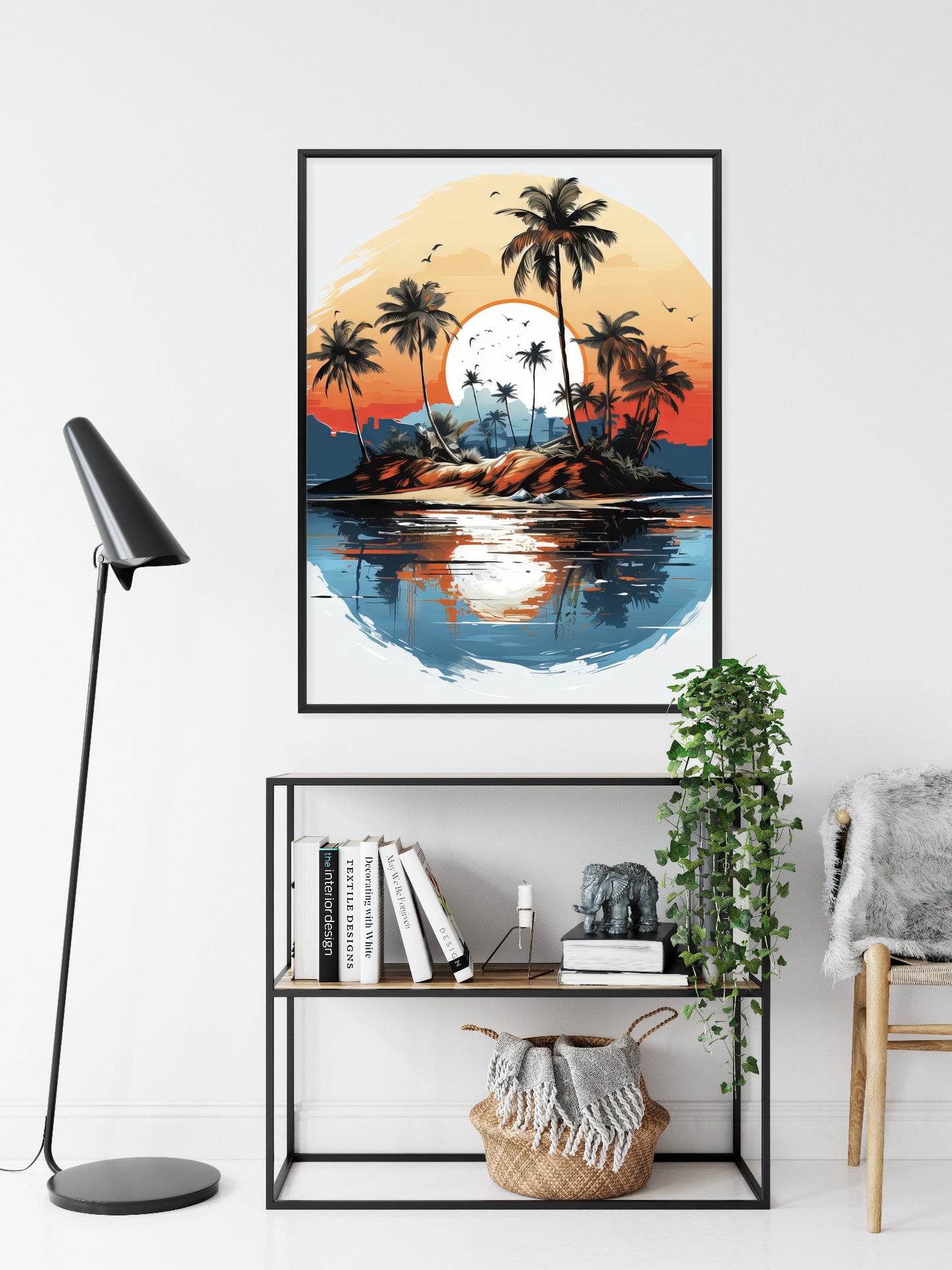 Poster Tropische Palmen Auf Einer Einsamen Insel Rahmen Holz Mit Passepartout Farbe Natürlich