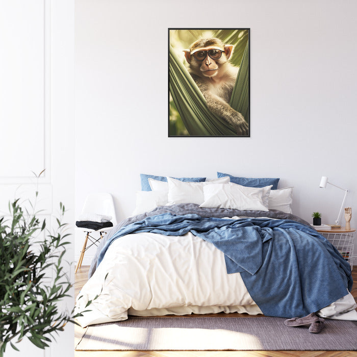 Poster Ein Lustiger Affe Zwischen Den Palmen Rahmen Holz Mit Passepartout Farbe Natürlich