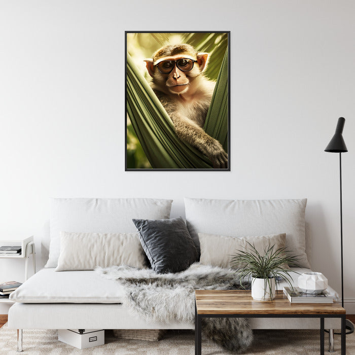 Poster Ein Lustiger Affe Zwischen Den Palmen Rahmen Holz Mit Passepartout Farbe Natürlich