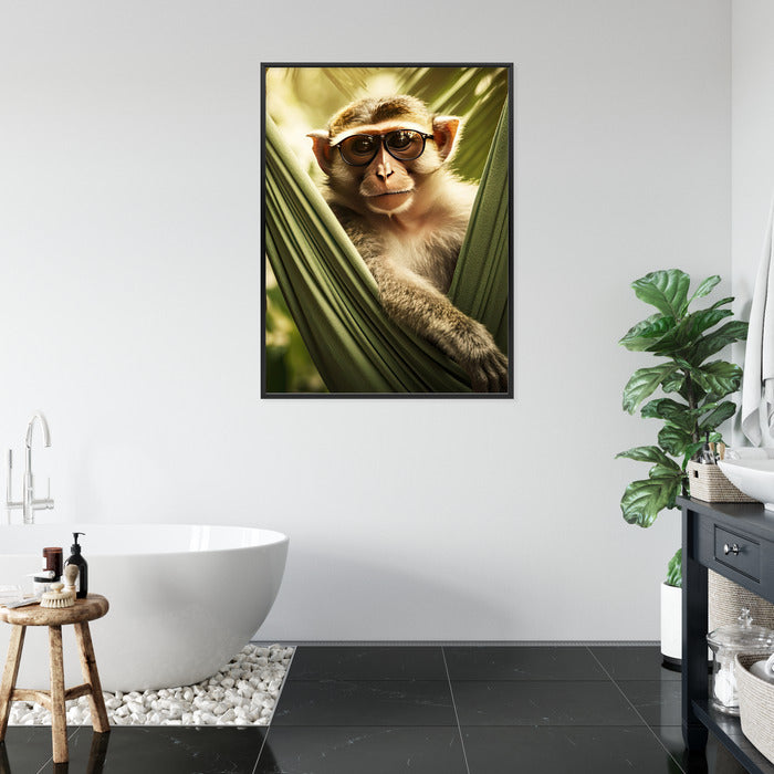 Poster Ein Lustiger Affe Zwischen Den Palmen Rahmen Holz Mit Passepartout Farbe Natürlich