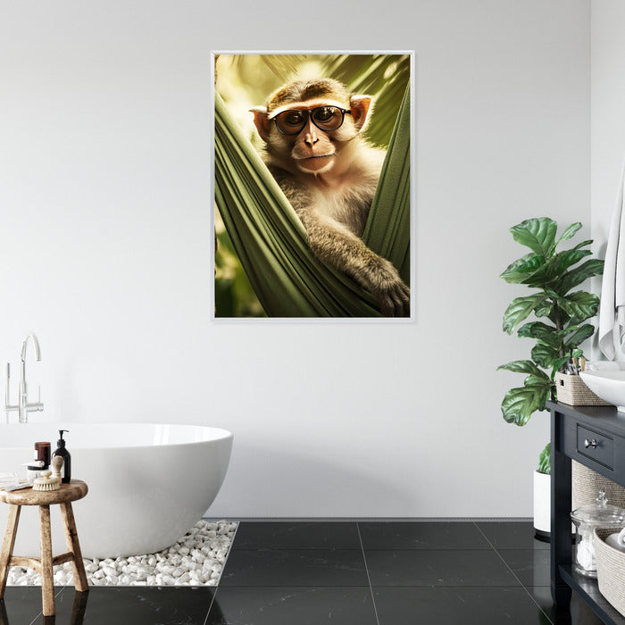 Poster Ein Lustiger Affe Zwischen Den Palmen Rahmen Holz Mit Passepartout Farbe Natürlich