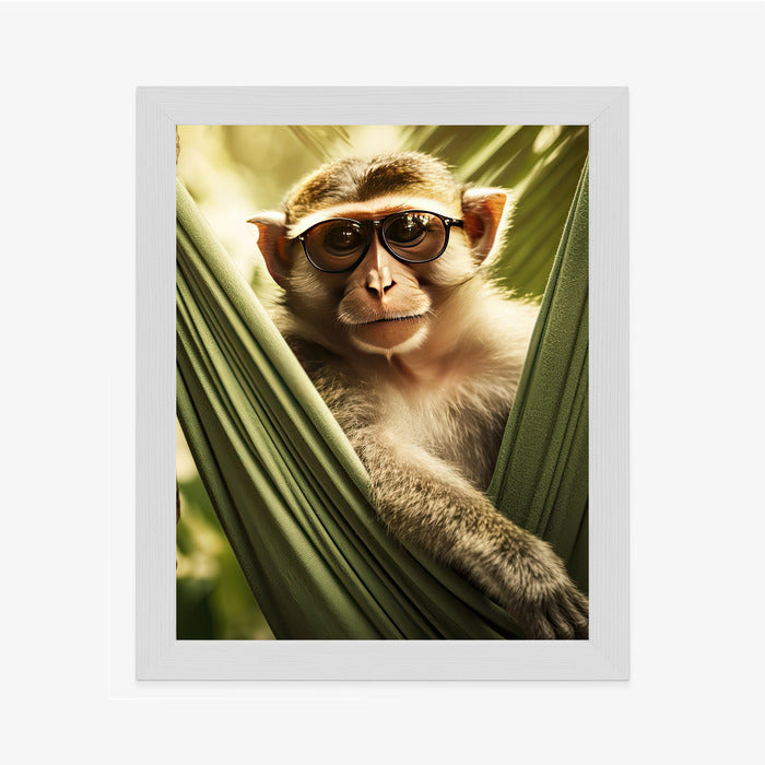 Poster Ein Lustiger Affe Zwischen Den Palmen Rahmen Holz Mit Passepartout Farbe Natürlich