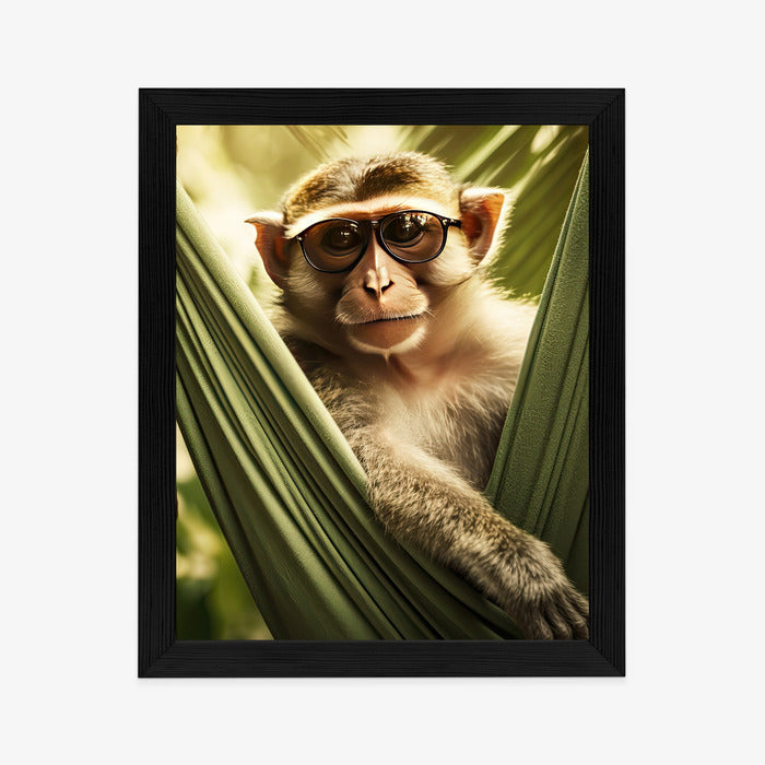 Poster Ein Lustiger Affe Zwischen Den Palmen Rahmen Holz Mit Passepartout Farbe Natürlich