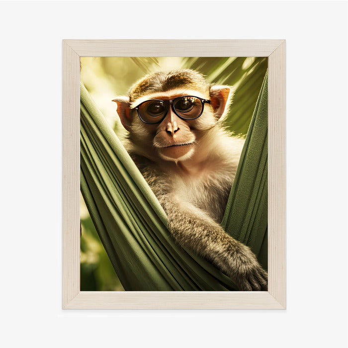 Poster Ein Lustiger Affe Zwischen Den Palmen Rahmen Holz Mit Passepartout Farbe Natürlich