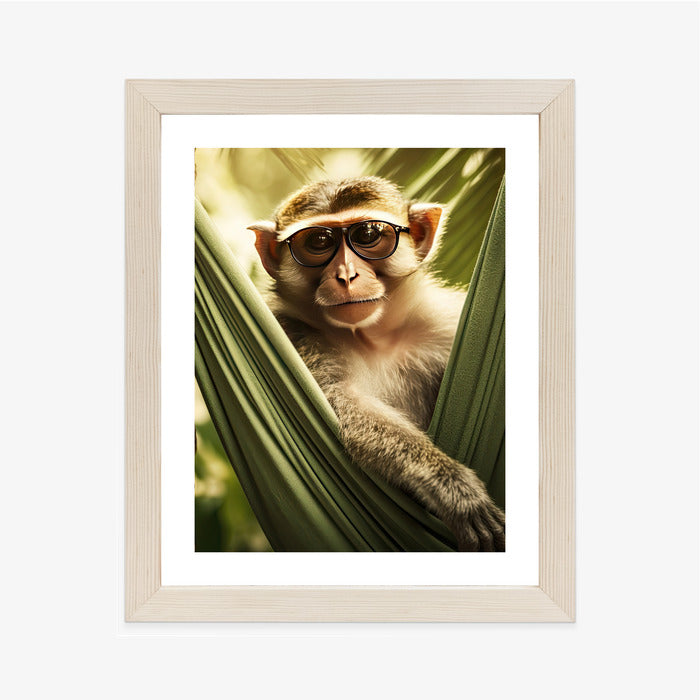 Poster Ein Lustiger Affe Zwischen Den Palmen Rahmen Holz Mit Passepartout Farbe Natürlich