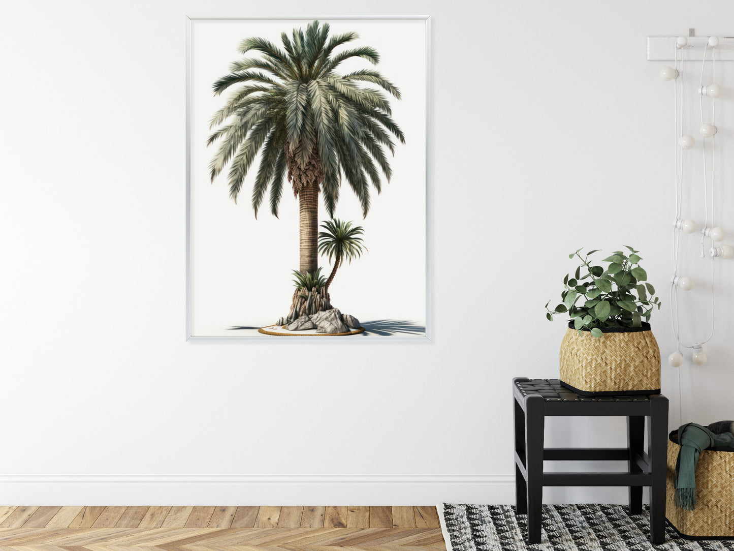 Poster Palme Mit Grünem Zweig Rahmen Holz Mit Passepartout Farbe Natürlich
