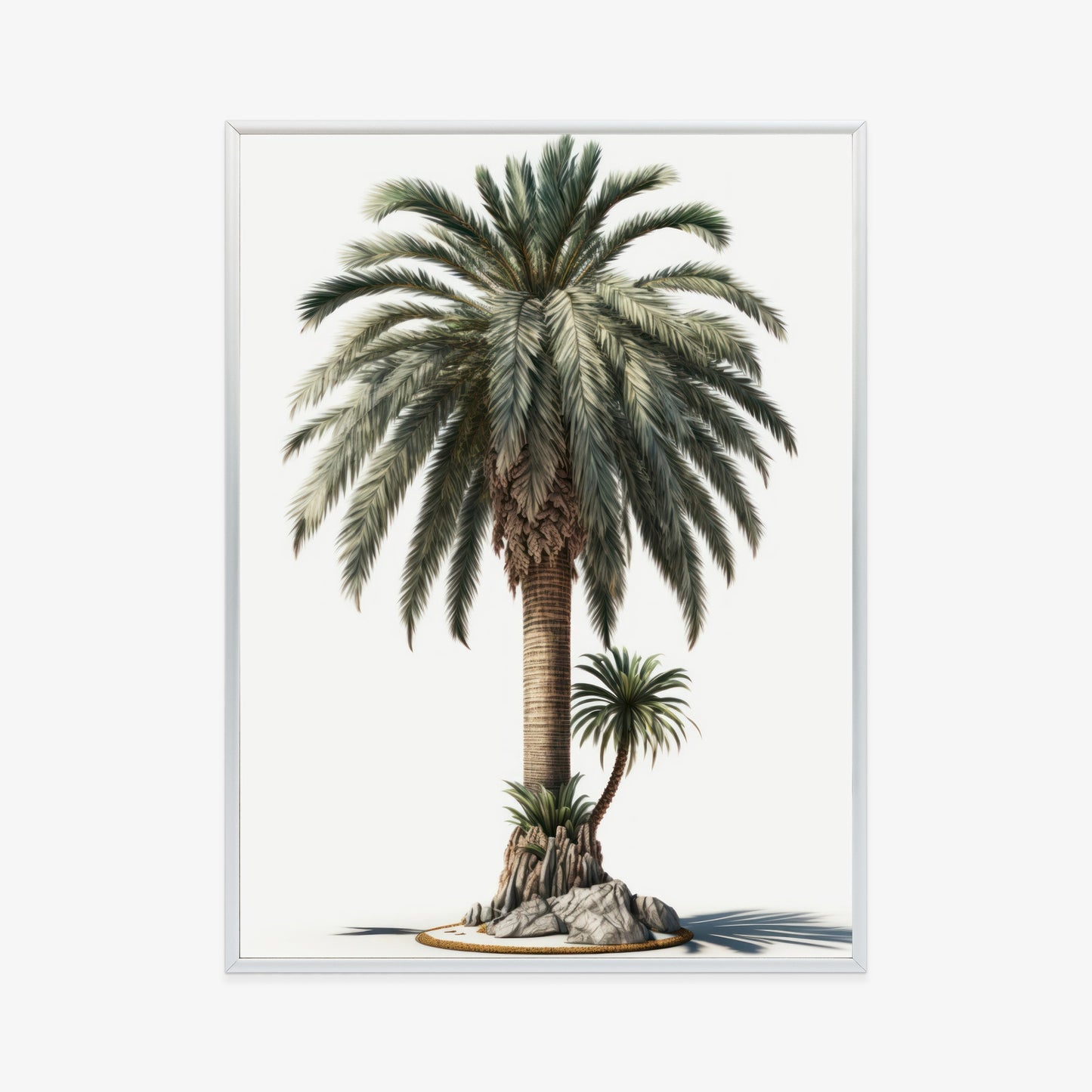 Poster Palme Mit Grünem Zweig Rahmen Holz Mit Passepartout Farbe Natürlich