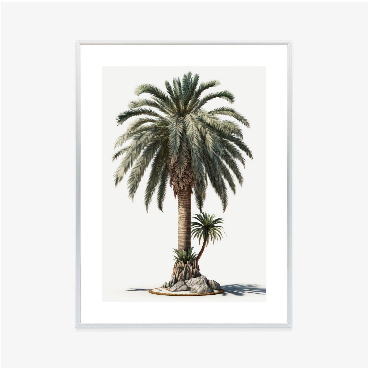 Poster Palme Mit Grünem Zweig Rahmen Holz Mit Passepartout Farbe Natürlich