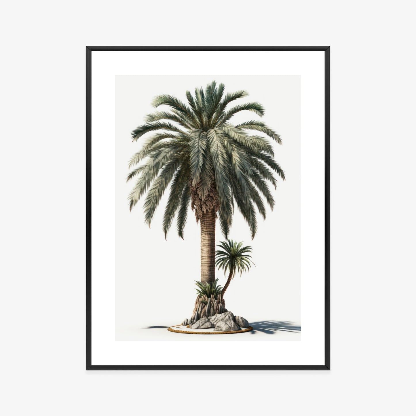 Poster Palme Mit Grünem Zweig Rahmen Holz Mit Passepartout Farbe Natürlich