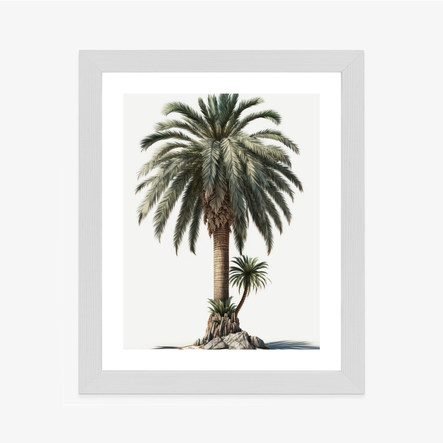Poster Palme Mit Grünem Zweig Rahmen Holz Mit Passepartout Farbe Natürlich