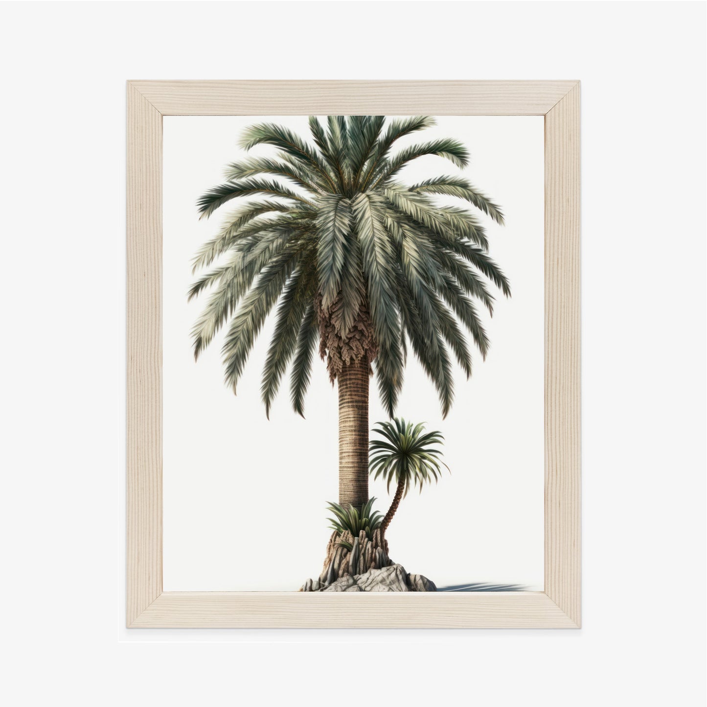 Poster Palme Mit Grünem Zweig Rahmen Holz Mit Passepartout Farbe Natürlich