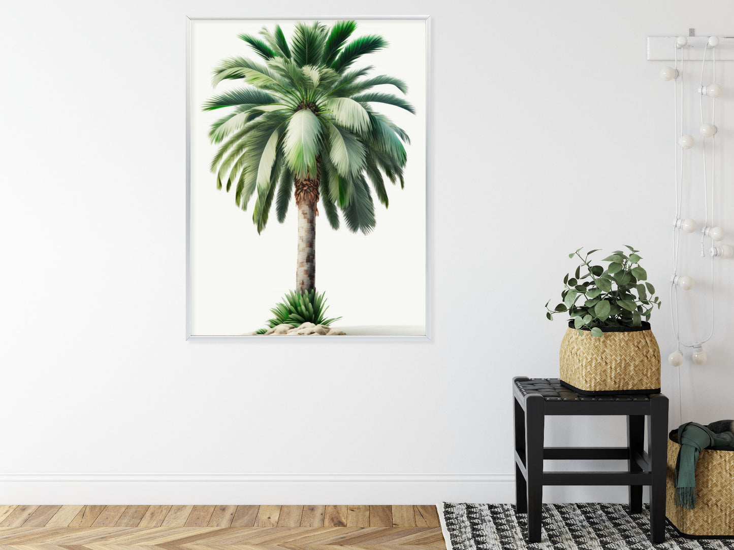 Poster Hohe Grüne Palme Rahmen Holz Mit Passepartout Farbe Natürlich
