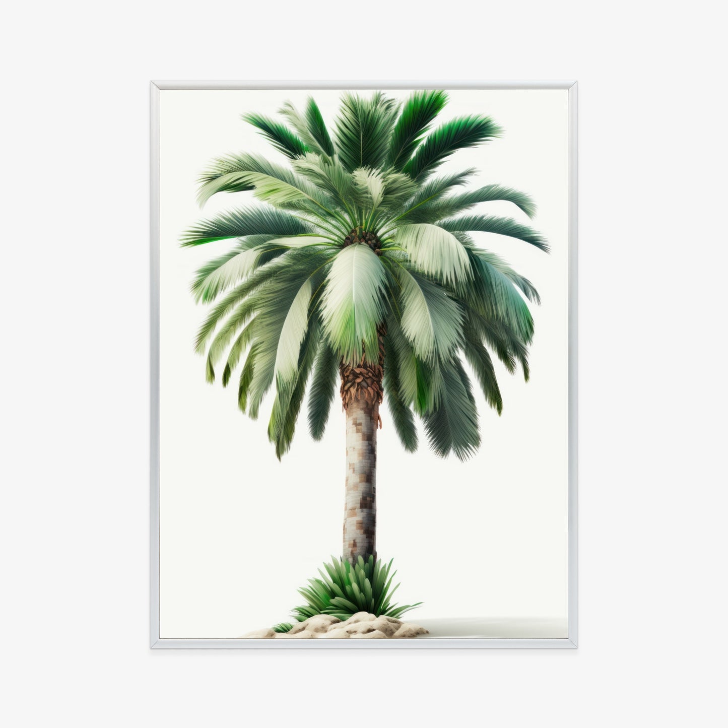 Poster Hohe Grüne Palme Rahmen Holz Mit Passepartout Farbe Natürlich