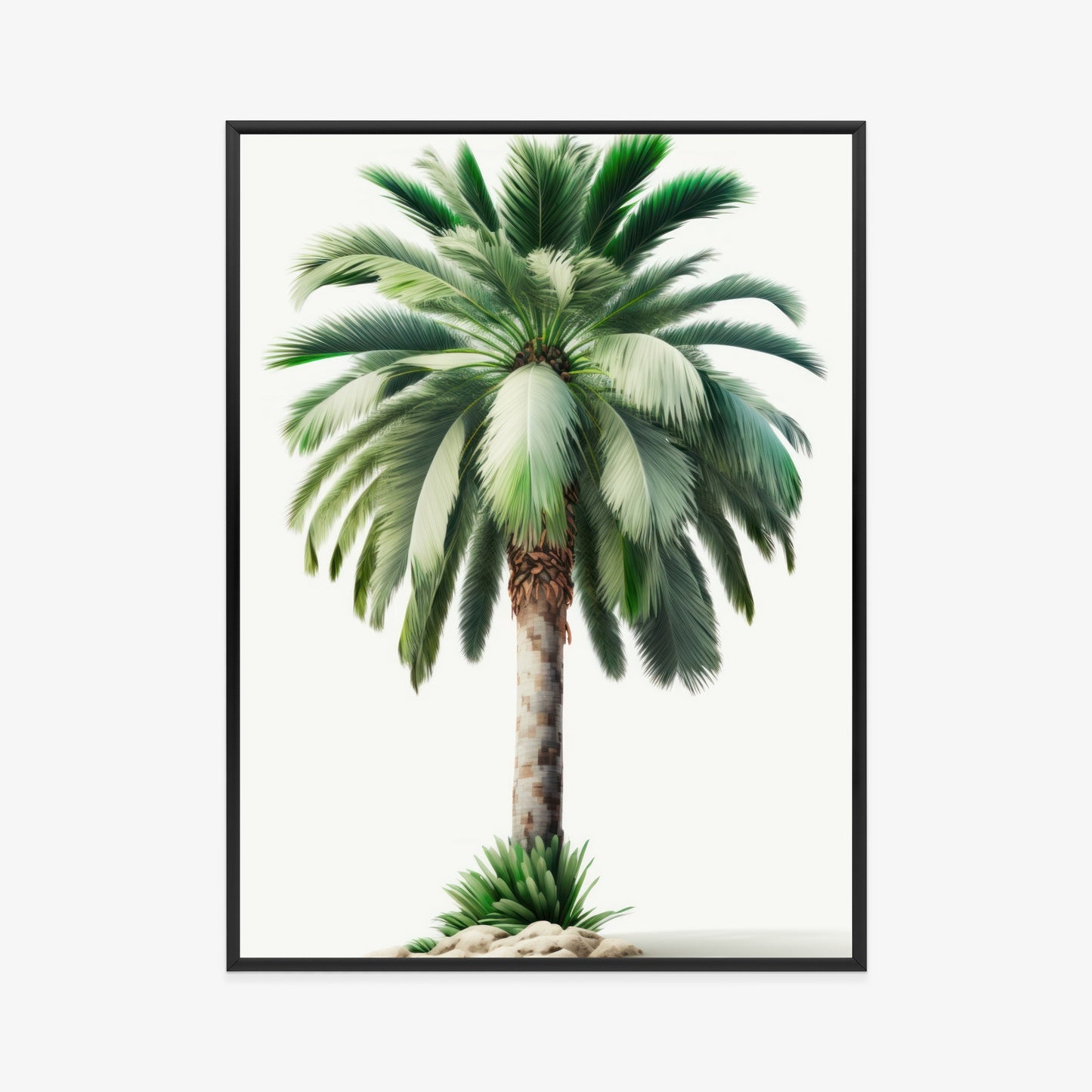 Poster Hohe Grüne Palme Rahmen Holz Mit Passepartout Farbe Natürlich