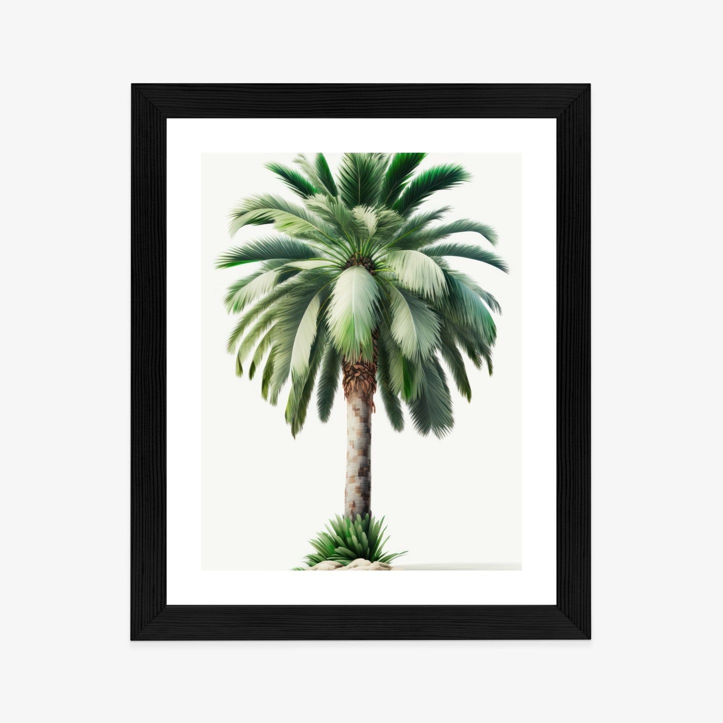 Poster Hohe Grüne Palme Rahmen Holz Mit Passepartout Farbe Natürlich