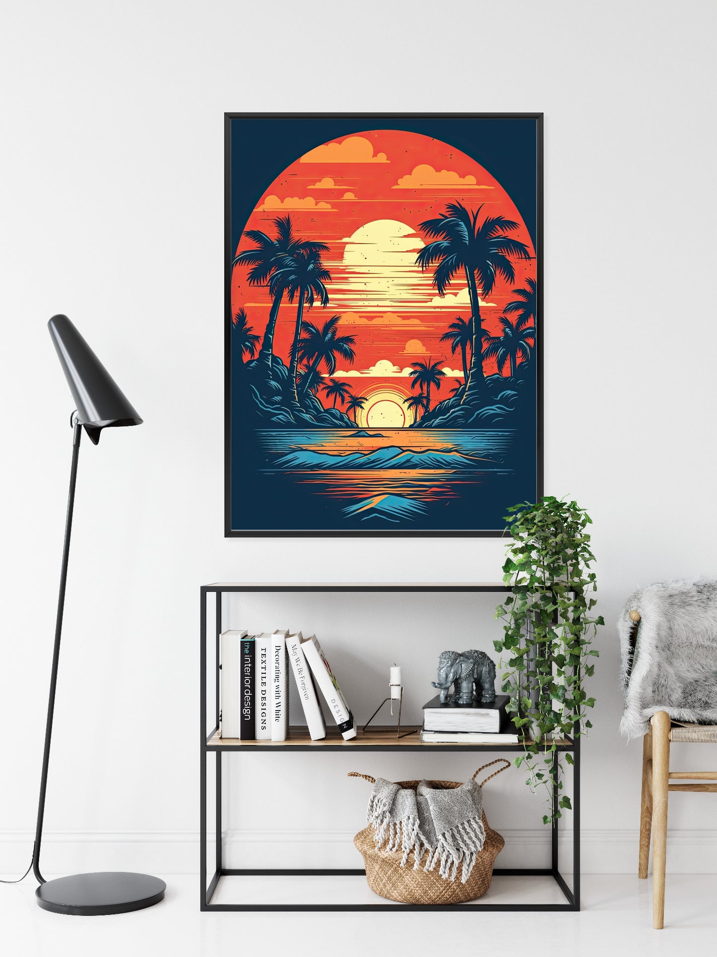 Poster Sommerstrand Mit Palmen Und Meer