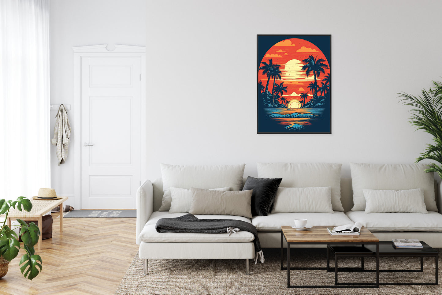 Poster Sommerstrand Mit Palmen Und Meer