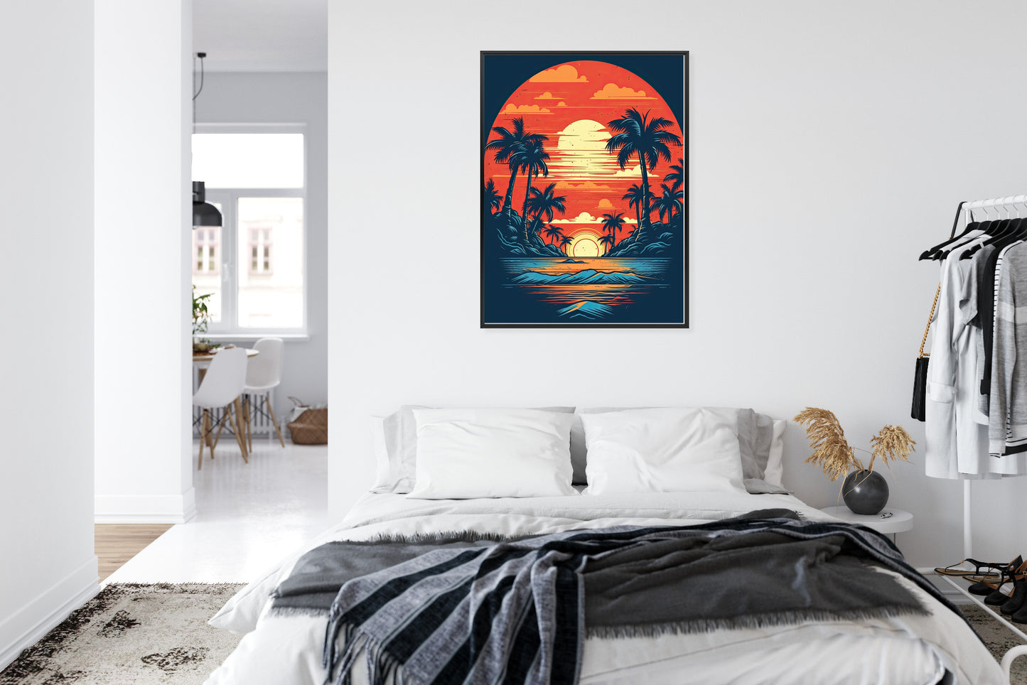 Poster Sommerstrand Mit Palmen Und Meer